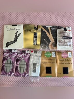 Vintage Pantyhose Lot 9 L–XL Anne Klein Calvin Klein Wolford USED Hosiery Bundle